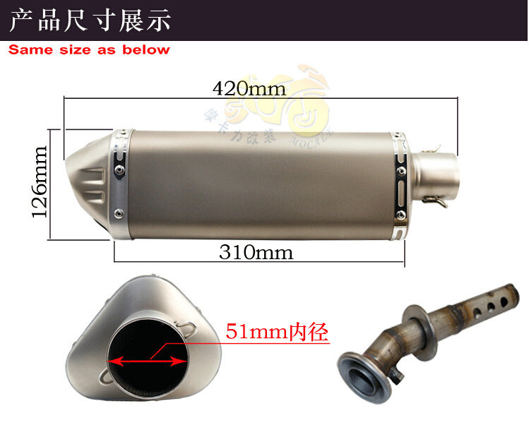 exhaust motorcycle triangle yoshimura exhaust universal 51mm scooter