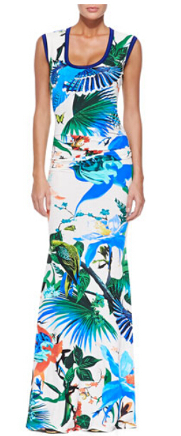 Free shipping Stunning printed Stretch Jersey Silk Sleeveless Maxi Dress Long Dress  150602EP560C