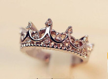 Korean Style Retro Crystal Drill Hollow Crown Shaped Queen Temperament Rings For Women Party Wedding Ring