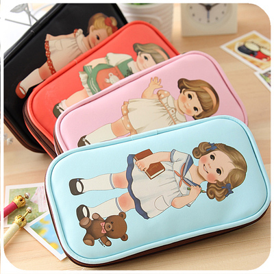 Retro Pencil Cases Office School Supplies Pen Hello Kitty Pink Lot Panda Adventure Time Simple Leather
