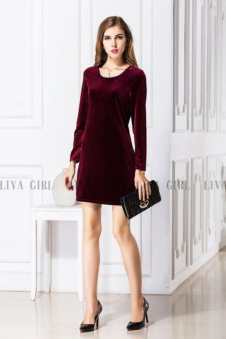 velvet short dress long sleeve