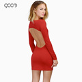 Solid Backless Bodycon Dress Sexy Women Hollow Out Mini Dresses Winter Dress Party Dress Fashion