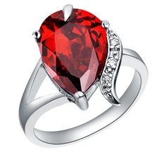 Free Shipping Top quality Ruby Big Rings for women Top Quality 18K Gold Plated Jewelry CZ Diamond For Women Wholesale R048TJ