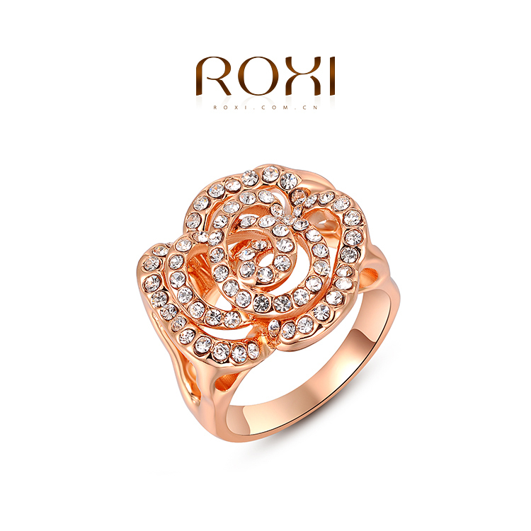 ... Rose Gold Plated Hollow Rose Ring Statement Rings Fashion Jewelry Gift