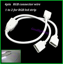 Free shipping 20pcs/lot 4pin RGB led connector 1 to 2 port 4pin rgb connect wire for 3528/5050 RGB strip