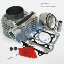 (6 pcs a lot) Set of Cylinder Kit 61mm , Chinese Scooter Engine  GY6 125CC 150CC Modified 170CC Large Displacement