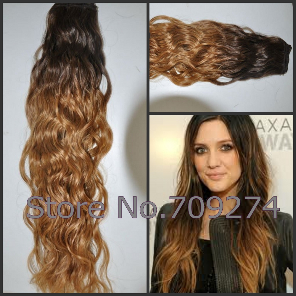 Wholesale 10a blond tip virgin brazilain human natural wave #1b/#27 two tone ombre color hair ...