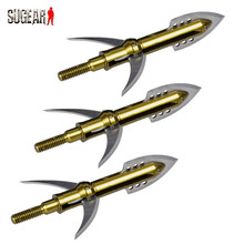 6pcs lot Sports Shooting Archery Arrowhead 100 Grain 2 Blade Steel Military Arrow Tip Broadheads Arrow