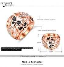 LZESHINE Brand Big Ring 18K Rose Gold Plate Beauty Enamel Butterfly Rings Micro Pave Austrian Crystals