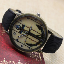 New Vintage Style Anchors Dial Leather Quartz Wrist Watch Women’s Men Gift