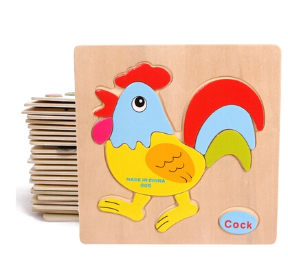 Children Educational Toys Wooden Chook Cartoon Animals Three-dimensional Puzzles jigsaw Puzzle toys For Children