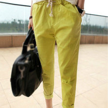 2015 Plus Size Ladies Casual Pencil Four Color Capris Pants Cozy Cotton Women Trouses Elastic Waist