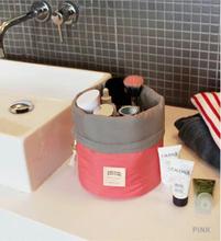 Barrel Shaped Travel Cosmetic Bag Nylon High Capacity Drawstring Elegant Drum Wash Bags Makeup Organizer Storage