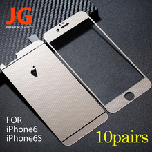 JG 10 pairs/lot Front + Back Tempered Glass Color Film 6S Full Cover Screen Protector Honeycomb Mesh Pattern for iphone6 6S
