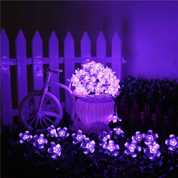Solar Fairy String Lights 21ft 50 LED Purple Blossom (4)