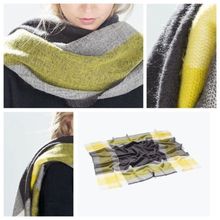 1PC Yellow Unisex Women Men Winter Warm Blanket Oversized Tartan Scarf Large Wrap Shawl Plaid Cozy Checked Pashmina Stole