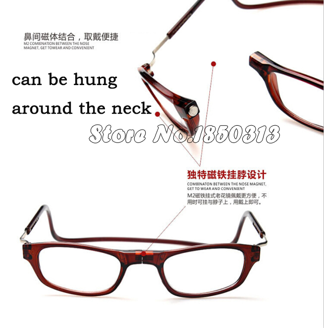 New fashion folding magnetic reading glasses Front Connect unisex eyeglasses hang quality folding magnets reader magnifying