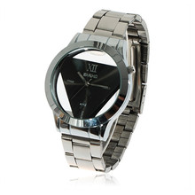 2016 Hot 1 PCS Triangle Hollow Leather Band Stainless Steel Sport Analog Quartz Women Mens Wrist