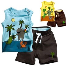 2PCS Children s Sets Boy s Sleeveless Tops Pants Set Outfits Coconut Tree Clothes 0 3Y