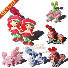Party Favors 6pairs lot Strawberry Shortcake Baby Girls Kids Hair Clips Elastic Hair Bands Hair Accessories