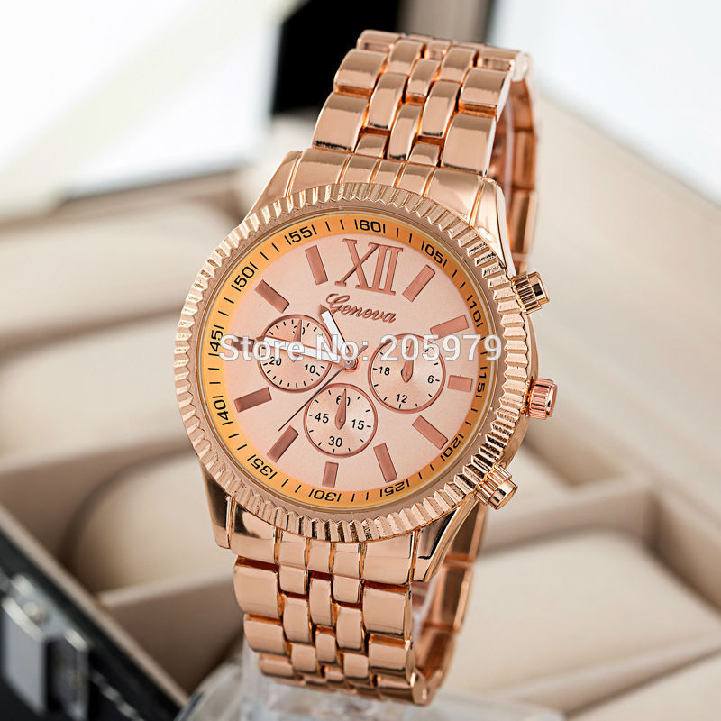 2015 New Fashion GENEVA Brand Watches Men Stainless Steel Quartz Watch Women Luxury Wristwatch Men s