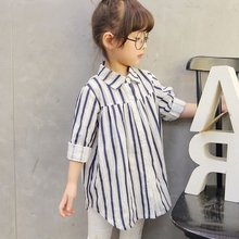 2-6Y, 2016 New Fashion Spring Girls Shirts Cotton Children Stripe Shirt Kids Loose and Comfortable Blouse Baby Tops