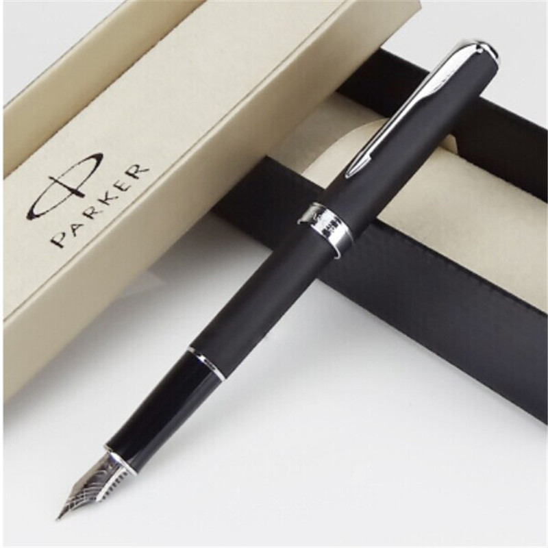 1pcs/lot Parker Sonnet Fountain Pen Matte Black Color Pens Silver Clip Parker Ink Pen Caneta Tinteiro School Supplies 13.3*1.3cm
