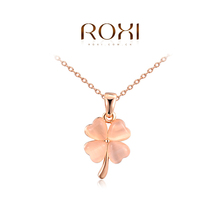 ROXI 2014 New Fashion Jewelry Rose Gold Plated Statement Flower Clover Opal Necklace For Women Party Wedding Free Shipping