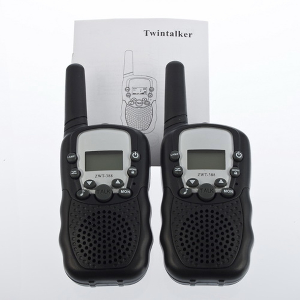 T 388 2pcs Dual Black Adjustable Portable Mini Wireless LCD 5KM UHF Car Auto VOX Multi