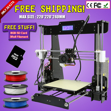 Updated Big size 220*220*240mm High Quality Precision Reprap Prusa i3 DIY 3d Printer kit with 3Rolls Filament 8GB SD card & LCD