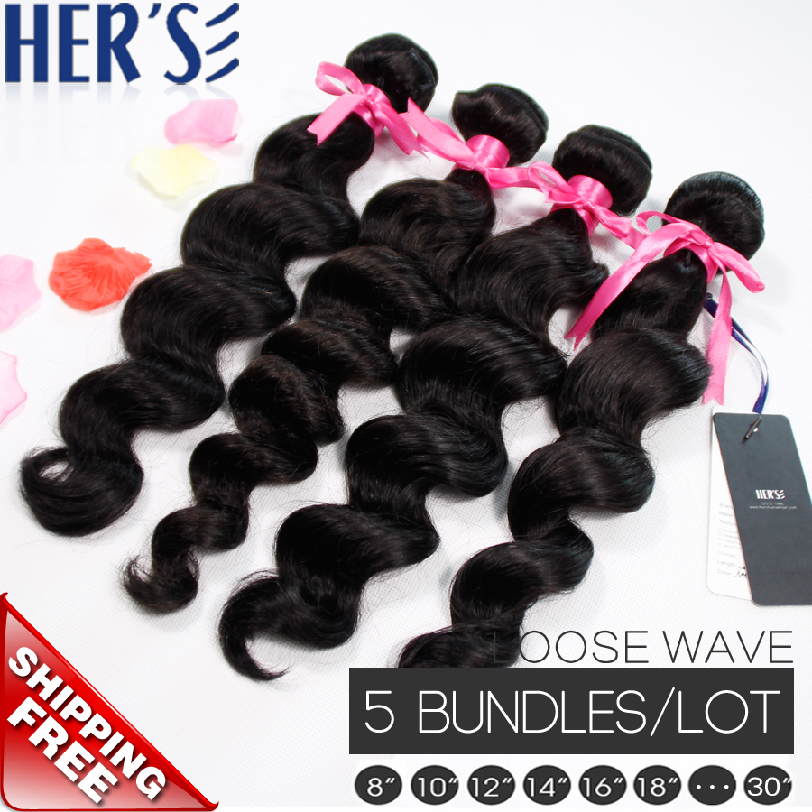 Brazilian Loose Wave Virgin Hair,Unprocessed Brazilian Hair Weave Bundles,5 Bundle Human Hair Extension,Natural Loose Curly Wave