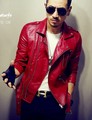 brand clothing men jackets fashion multi zipper design Lapel motorcycle leather jacket coat men tight slim