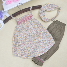 Baby Infant Clothes Floral Print Sling Shirt Lace Short Pants Scarf Suit 3PC