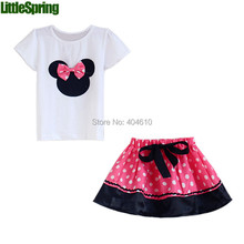 Retail Children s Sets 2015 Summer New Children Girl s 2PC Sets Skirt Suit Minnie Mouse