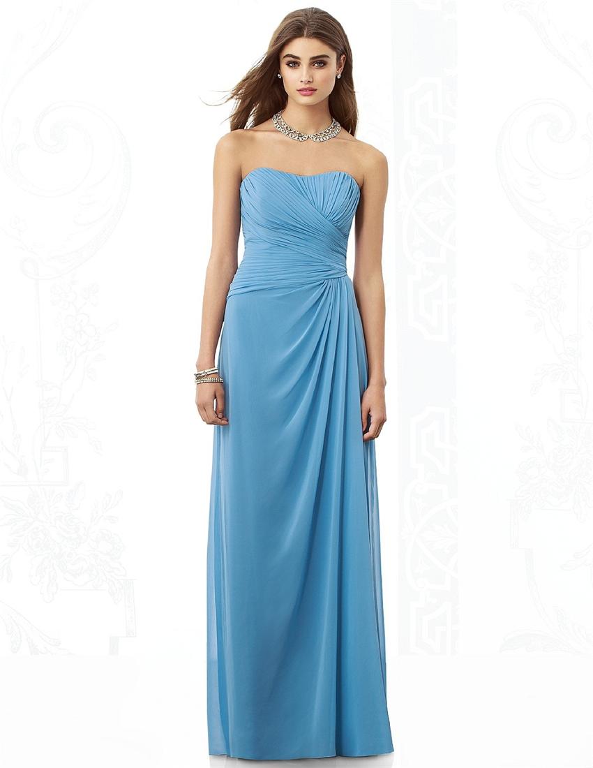 sky blue bridesmaid dresses long