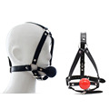 PU Leather head harness bondage Open mouth gag restraint solid silicone ball Adult fetish products Sex