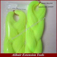 One Pack Free Shipping 24″ 80G NEON YELLOW Color Kanekalon Senegalese Twists Xpression Synthetic Jumbo Box Braiding Hair