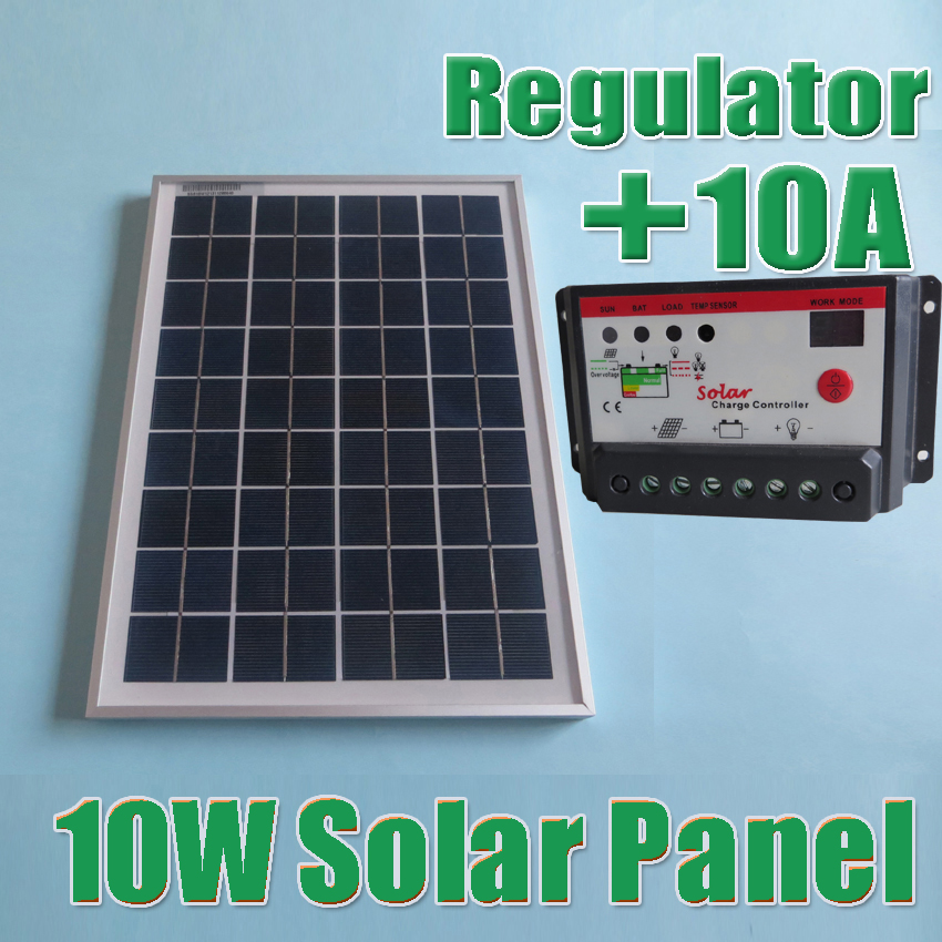 10W Solar Panels + 10A 12V 24V Solar Controller, 18V Solar cell panels charger 12V battery 10W Solar Panels + 10A 12V 24V Solar Controller, 18V Solar cell panels charger 12V battery