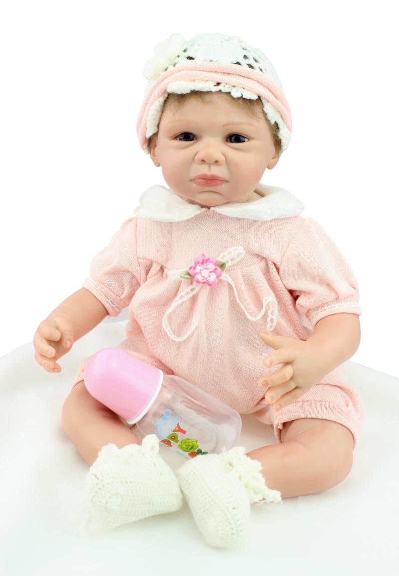 About 55cm Silicone reborn baby dolls accompany sleep baby doll handmade lifelike New year gift brinquedos for children
