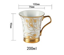 2015 wholesale coffee cup set European Coffee tea cup with gold inlay gift box packing 200pcs