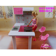 Miniature Furniture Multifunctional Combo Kitchen and 2Bar Stool for Barbie Doll House Free Shipping
