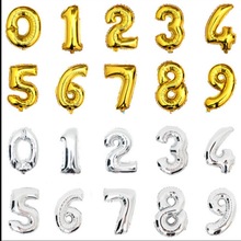 1stks16 inch large-size digital shiny gold foil balloons wedding birthday party, children’s toys and Christmas decorations