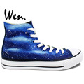 Wen Original Shoes Hand Painted Design Custom Blue Galaxy Starlight High Top Men Women s Canvas