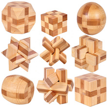 Mini antiguo para niños aprendizaje educativo juguetes de madera 3D IQ puzzle para adultos de rebabas de bloqueo y desbloqueo juegos