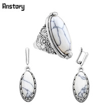 Retro Craft Classic Silver Plated Clip On Earrings Ring Oval Turquoise Jewelry Models TS263
