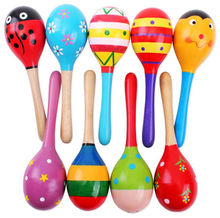 2016 New Colorful Wooden Maracas Baby Child Musical Instrument Rattle Shaker Party Toy