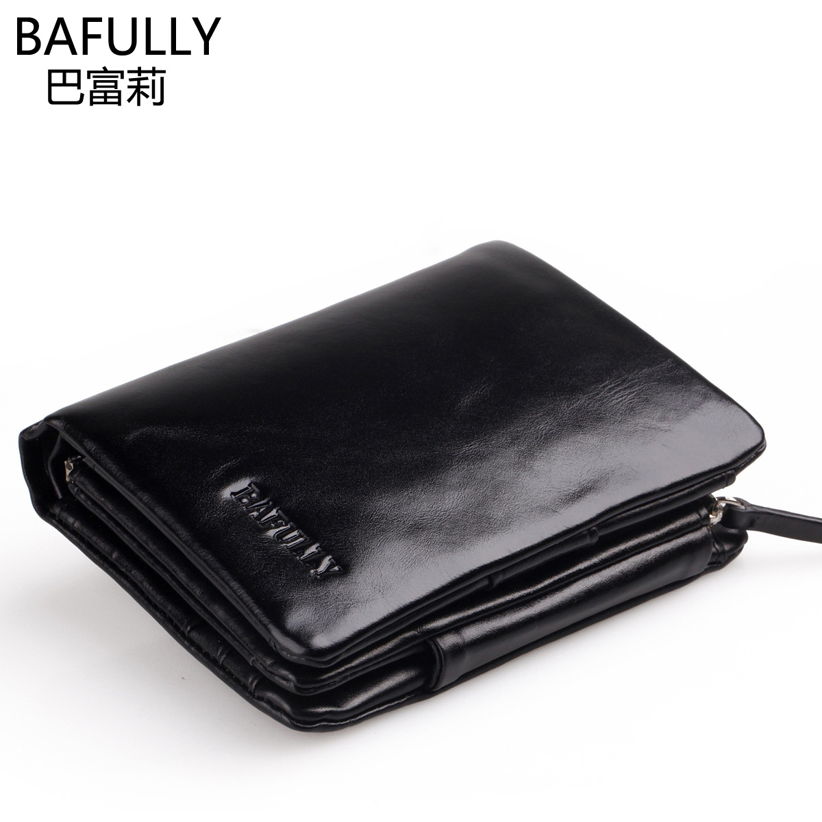 2014 fashion men  Bafully first layer of cowhide leather wallet genuine male short design wallet  three fold wallet