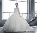 2016 Hot W3058 Lace Ball Gown Wedding Dress Plus Size Long Sleeves Muslim Wedding Dresses casamento