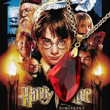 Harry Potter and the Philosopher’s/Sorcerer’s Stone pendant necklace natural ruby jewelry magic gold chain collar gift men women