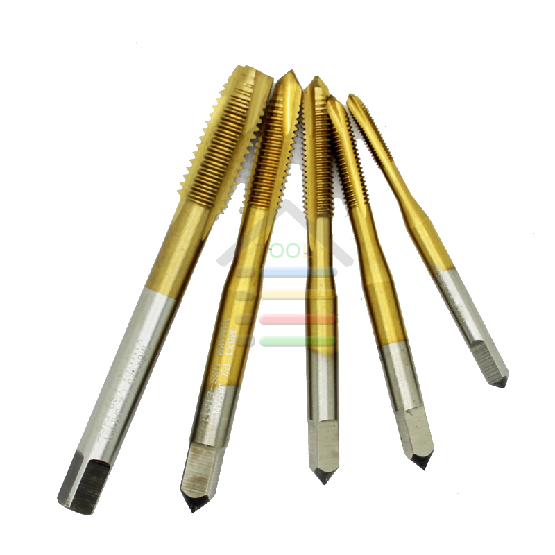 High Quality 5pcs HSS Titanium Machine Hand Tap Spiral Point Plug